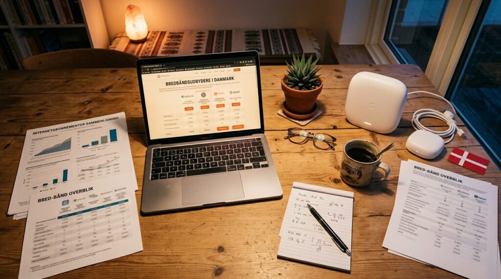 Overhead flat-lay photorealistic image of a danish home work